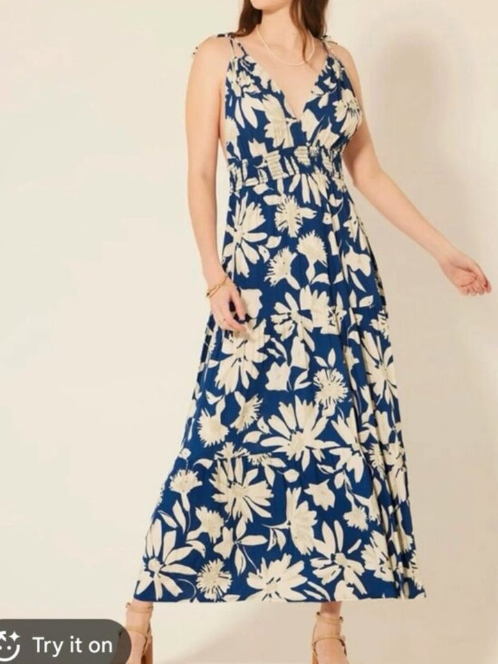 Patrons of Peace Navy Floral Tiered Tie-Strap Maxi Dress